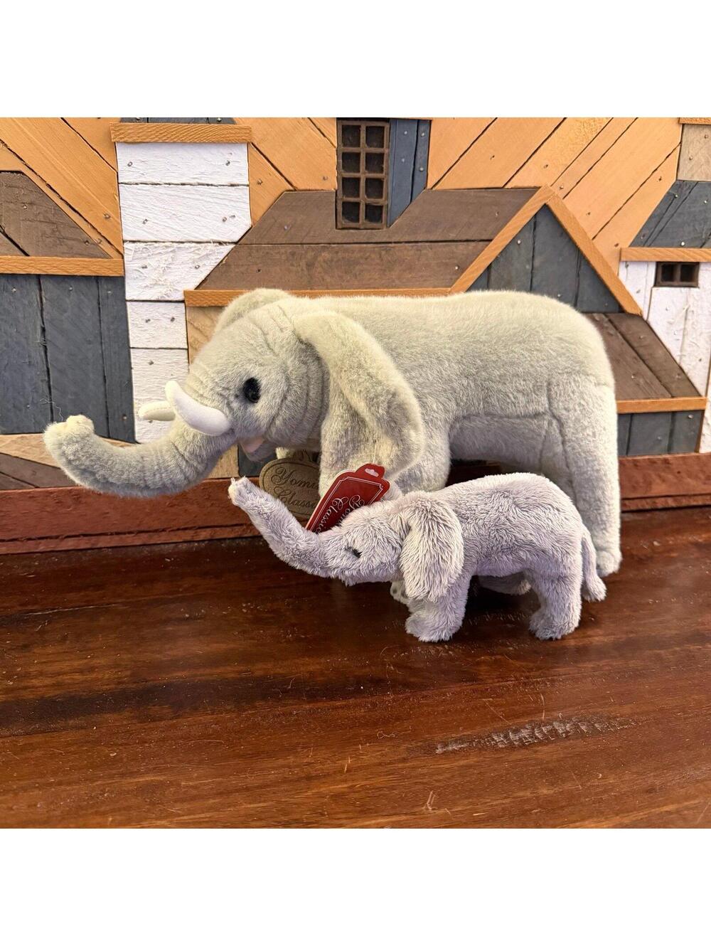 Vintage Yomiko Classics Elephant with Baby Soft Plush‎ Stuffed Animals